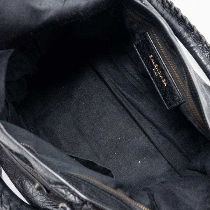 Top Quality Balenciaga Classic City Bag Leather Black ruthenium silver Hardware