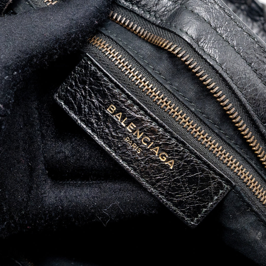 Top Quality Balenciaga Classic City Bag Leather Black ruthenium silver Hardware