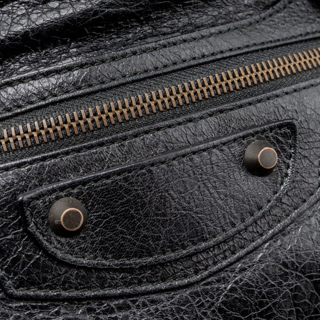Top Quality Balenciaga Classic City Bag Leather Black ruthenium silver Hardware