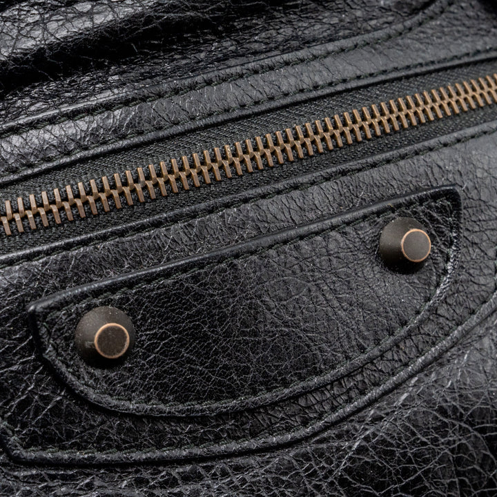 Top Quality Balenciaga Classic City Bag Leather Black ruthenium silver Hardware