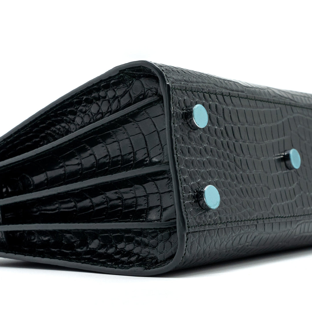 Saint laurent Sac De Jour Nano croc embossed calfskin dark green SHW