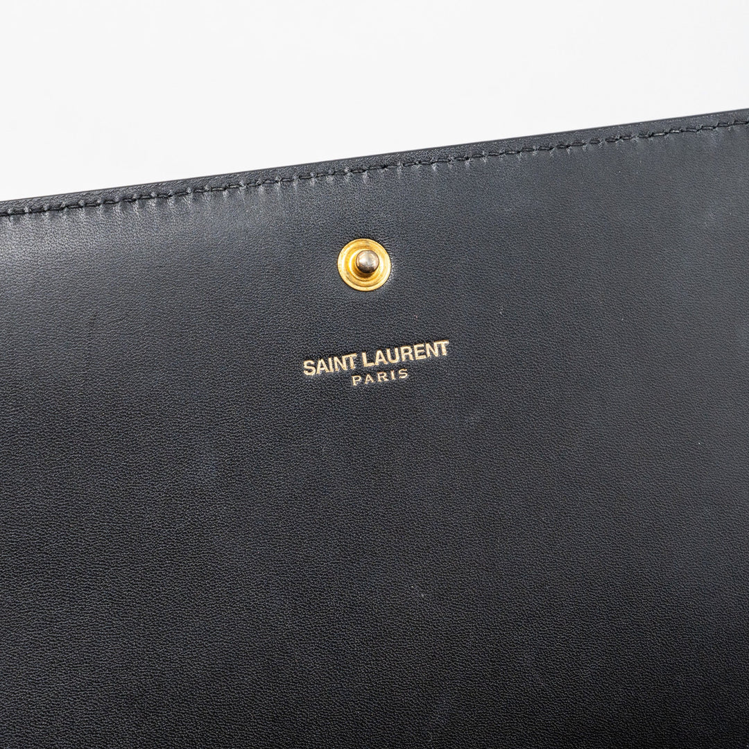 saint laurent flap chain bag lambskin black GHW