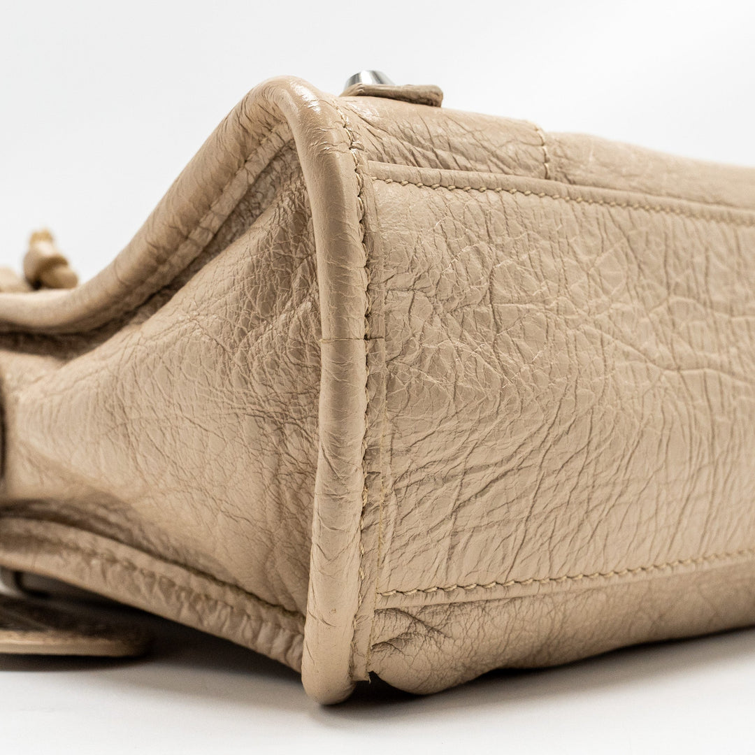 Top Quality Balenciaga Mini City Bag Calfskin Beige SHW