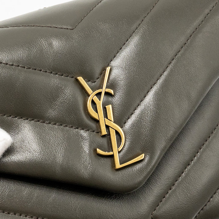 Saint Laurent/YSL Mini Toy Loulou Strap Bag Calfskin Dark Green GHW