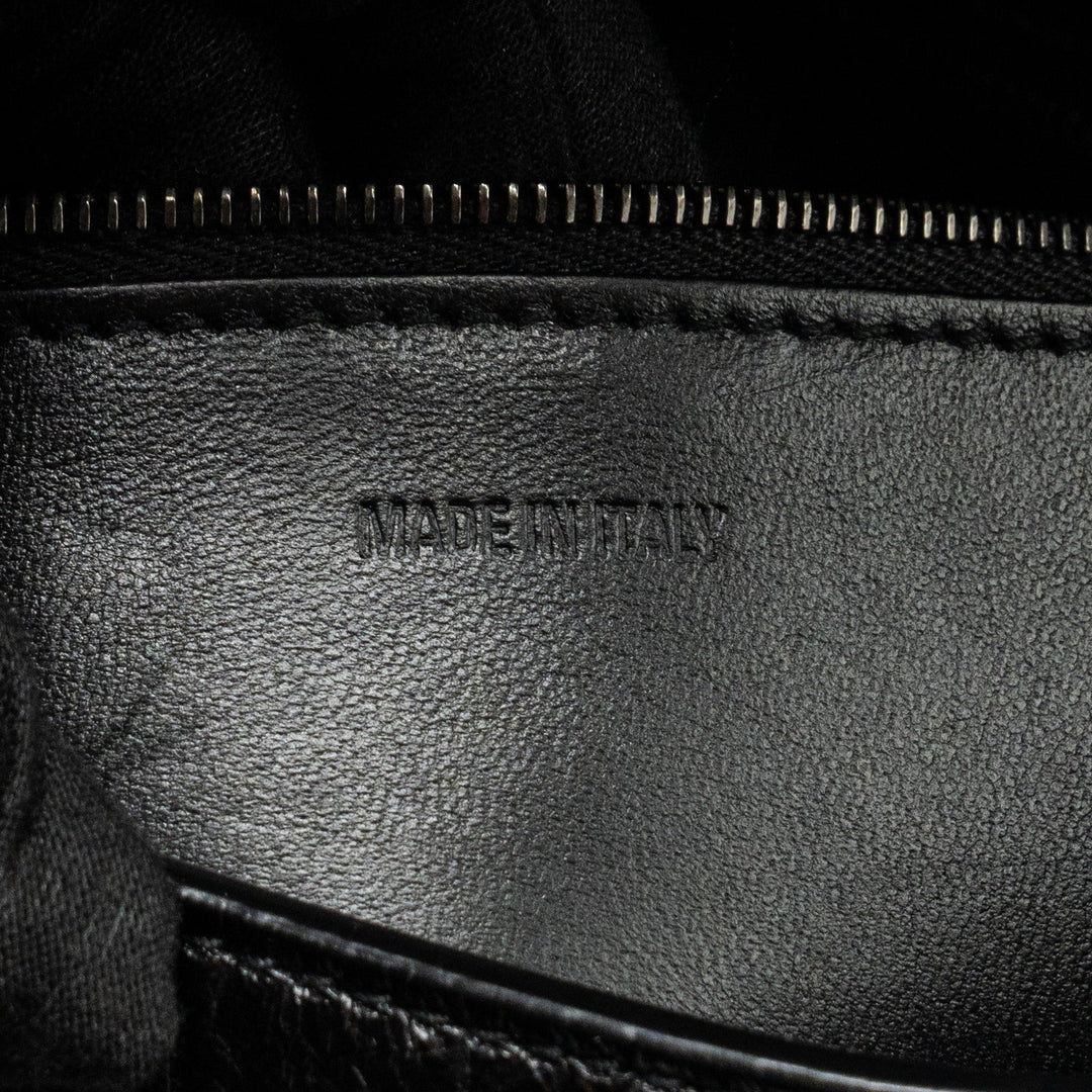 Top Quality Balenciaga Limited Edition Downtown Small Shoulder Bag Croc-Embossed Calfskin Black with Black Hardware