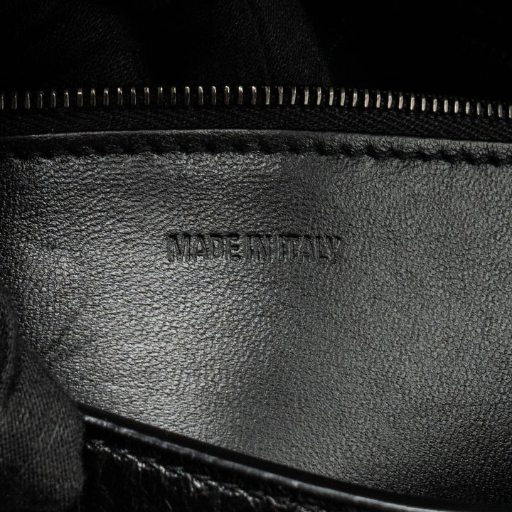 Top Quality Balenciaga Limited Edition Downtown Small Shoulder Bag Croc-Embossed Calfskin Black with Black Hardware
