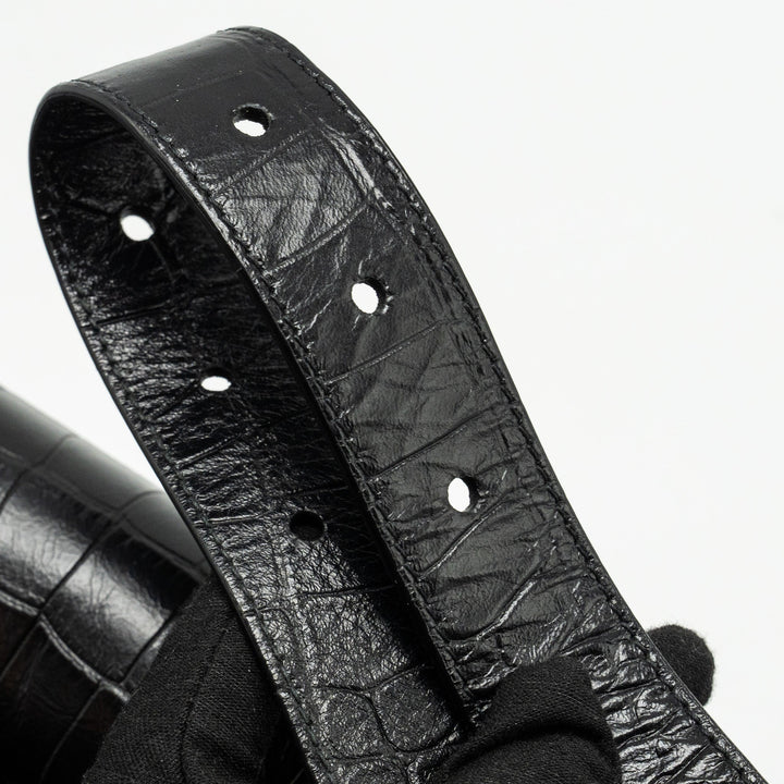 Top Quality Balenciaga Limited Edition Downtown Small Shoulder Bag Croc-Embossed Calfskin Black with Black Hardware
