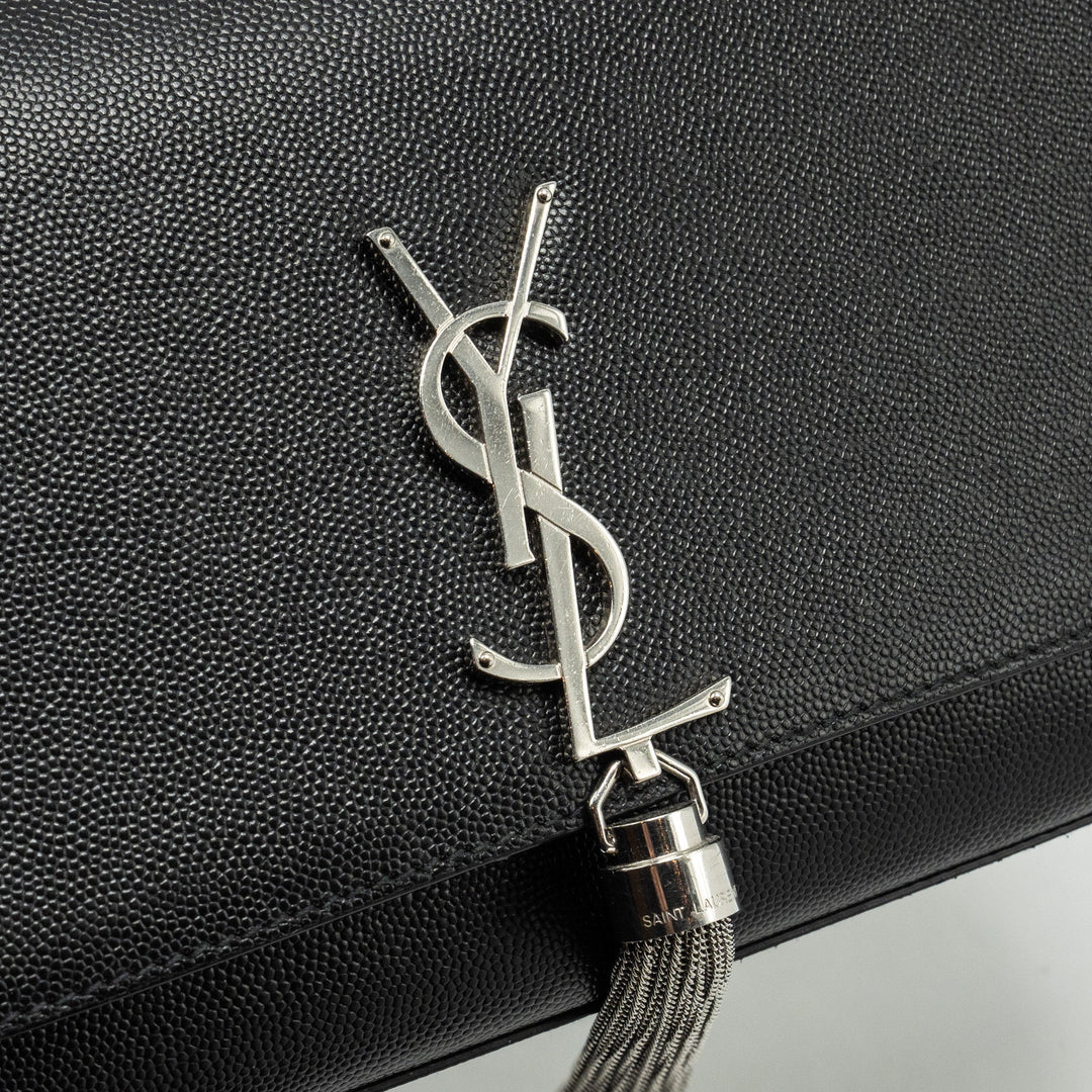 SAINT LAURENT /YSL Kate Medium Chain Bag With Tassel Calfskin Black SHW