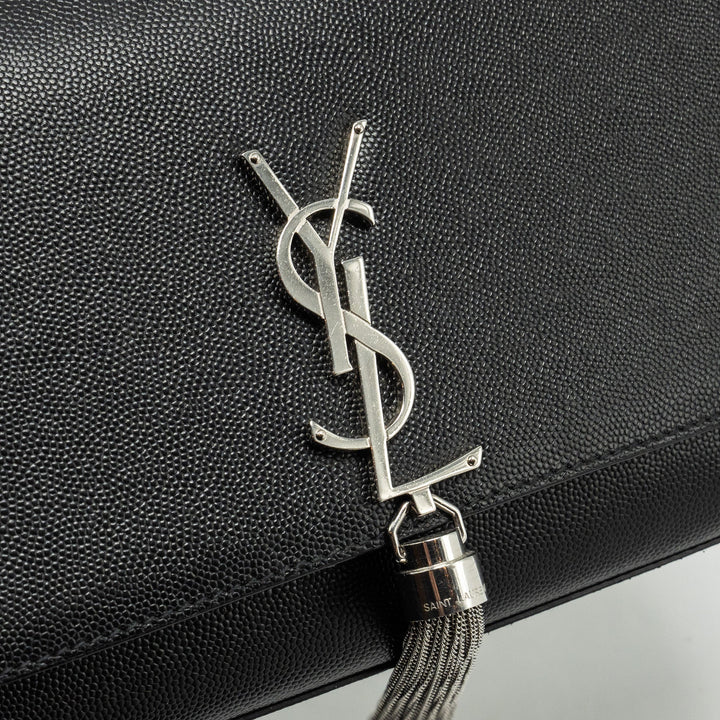 SAINT LAURENT /YSL Kate Medium Chain Bag With Tassel Calfskin Black SHW