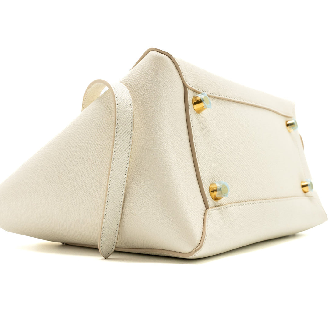 Top Quality Celine Mini Belt Bag Grained Calfskin White