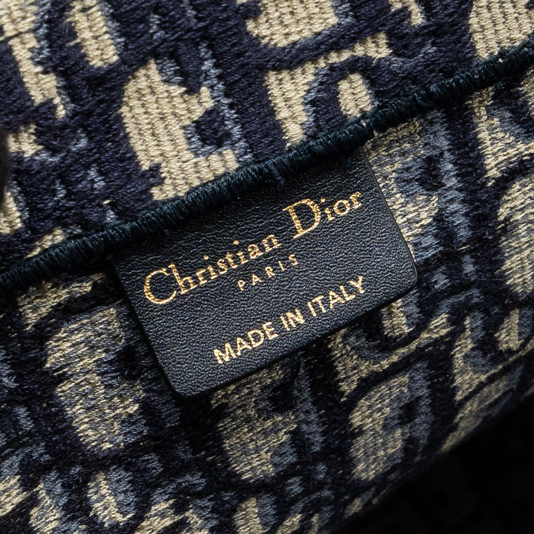Top quality Dior Large Book tote blue oblique EMBROIDERY