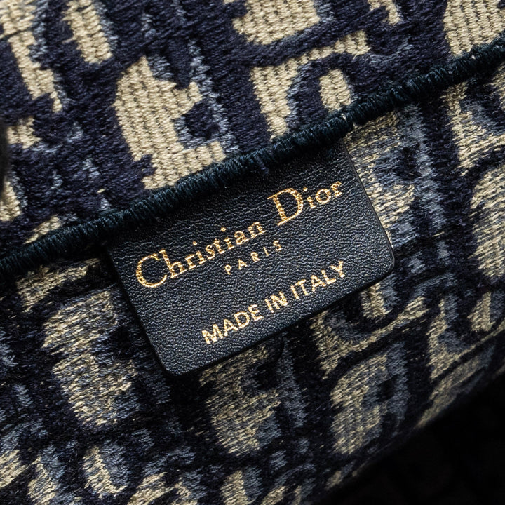 Top quality Dior Large Book tote blue oblique EMBROIDERY