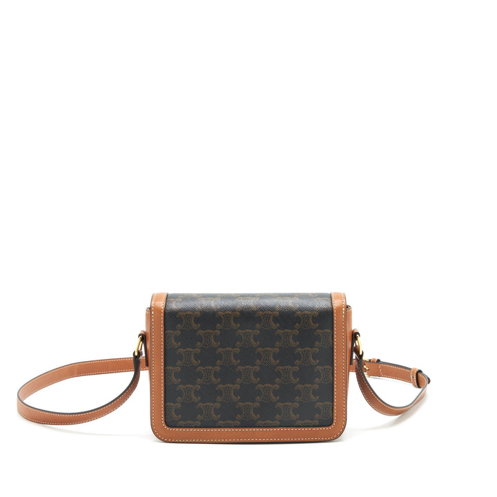 Top Quality Celine Teen Triomphe Bag In Triomphe Canvas And Calfskin Tan