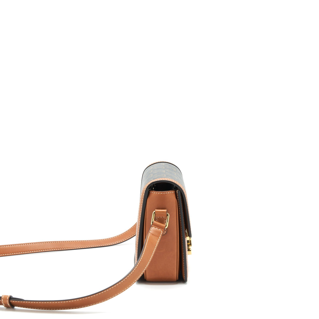 Top Quality Celine Teen Triomphe Bag In Triomphe Canvas And Calfskin Tan