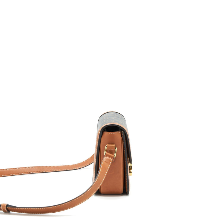 Top Quality Celine Teen Triomphe Bag In Triomphe Canvas And Calfskin Tan