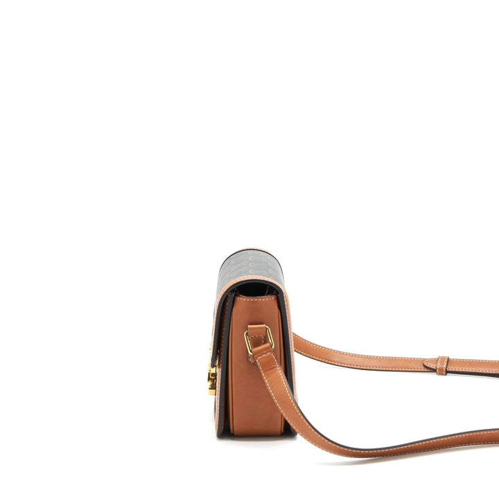 Top Quality Celine Teen Triomphe Bag In Triomphe Canvas And Calfskin Tan