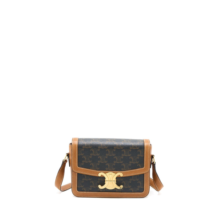 Top Quality Celine Teen Triomphe Bag In Triomphe Canvas / Nature Calfskin