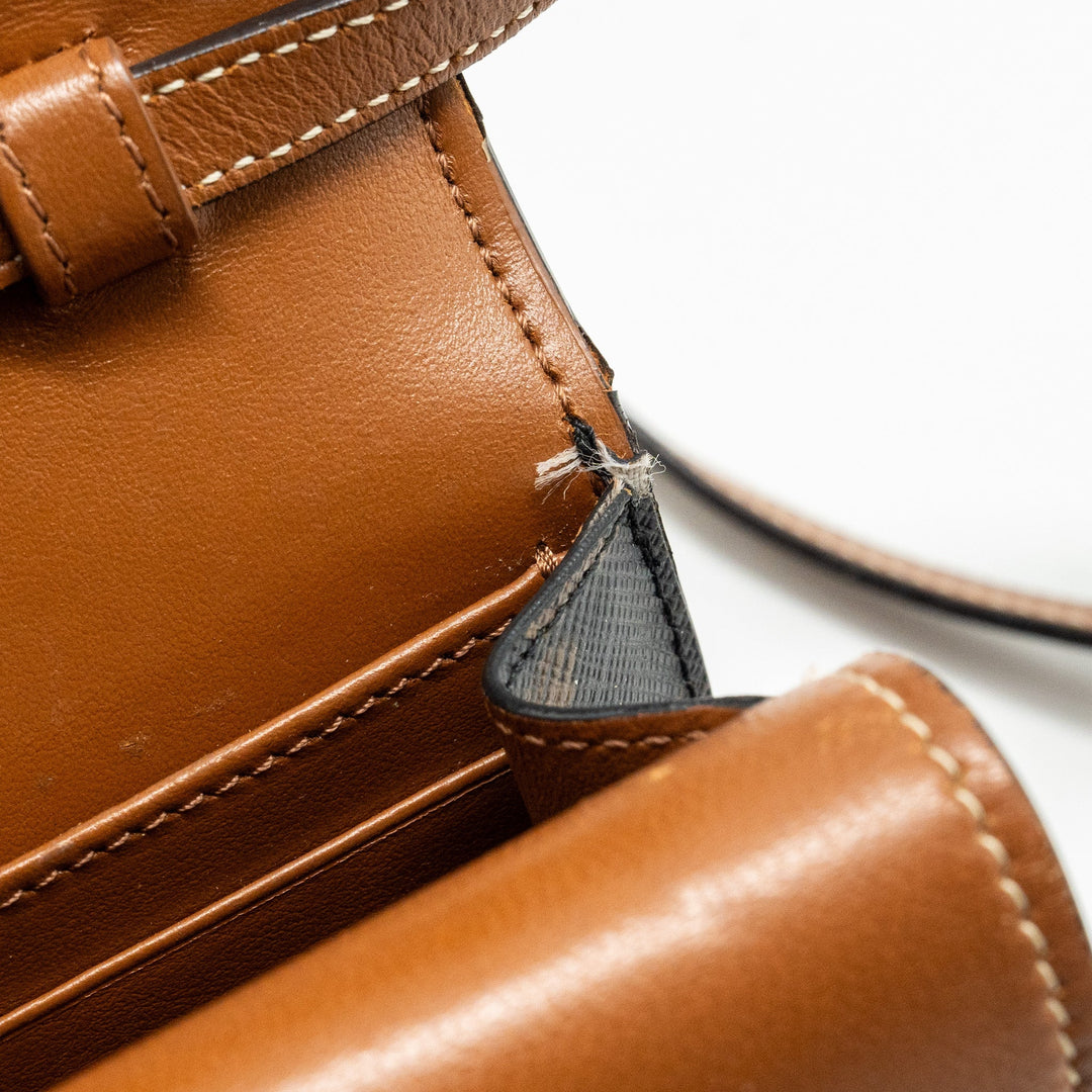 Top Quality Celine Wallet on strap Triomphe Canvas / Smooth Lambskin Tan
