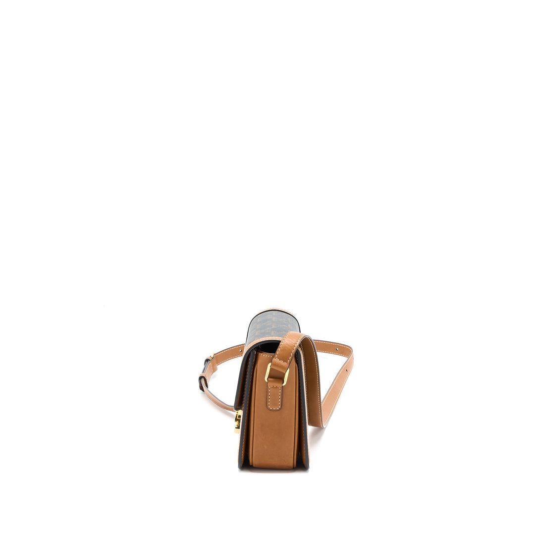 Top Quality Celine Teen Triomphe Bag In Triomphe Canvas / Nature Calfskin