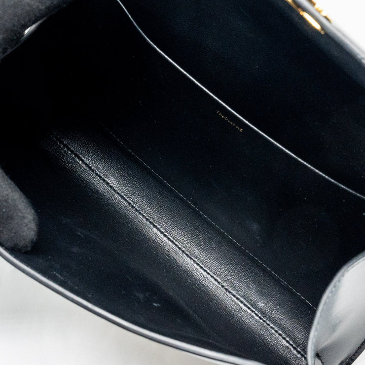 Top Quality Celine triomphe flap wallet with strap calfskin black