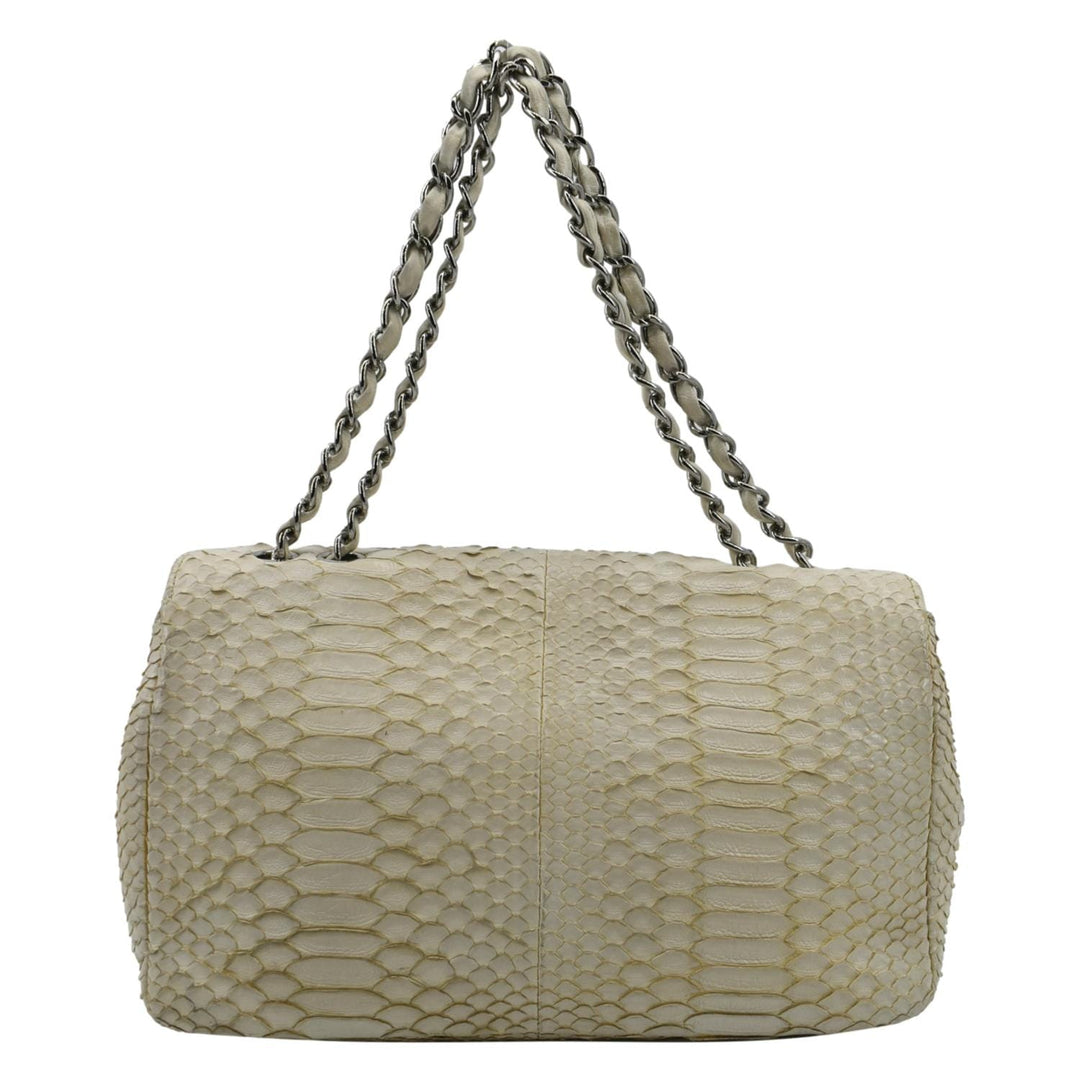 Top Quality Chanel Flap Python Leather Crossbody Bag Ivory