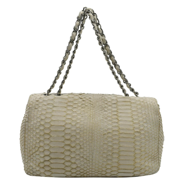 Top Quality Chanel Flap Python Leather Crossbody Bag Ivory