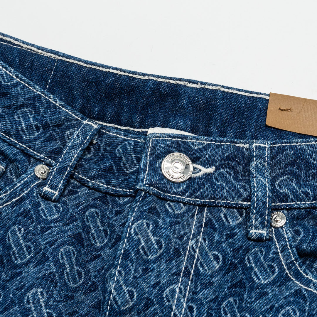 Burberry Size 25 Skinny Mid-Rise Monogram pattern Denim Jeans Cotton Blue