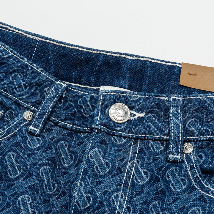 Burberry Size 25 Skinny Mid-Rise Monogram pattern Denim Jeans Cotton Blue