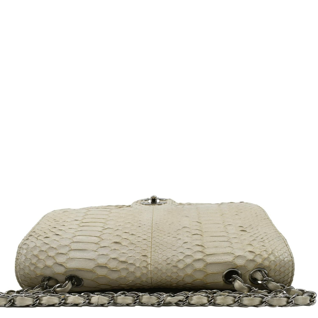 Top Quality Chanel Flap Python Leather Crossbody Bag Ivory