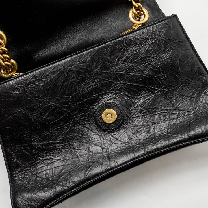 Top Quality Balenciaga Medium Women’s Crush Chain Bag Calfskin Black GHW