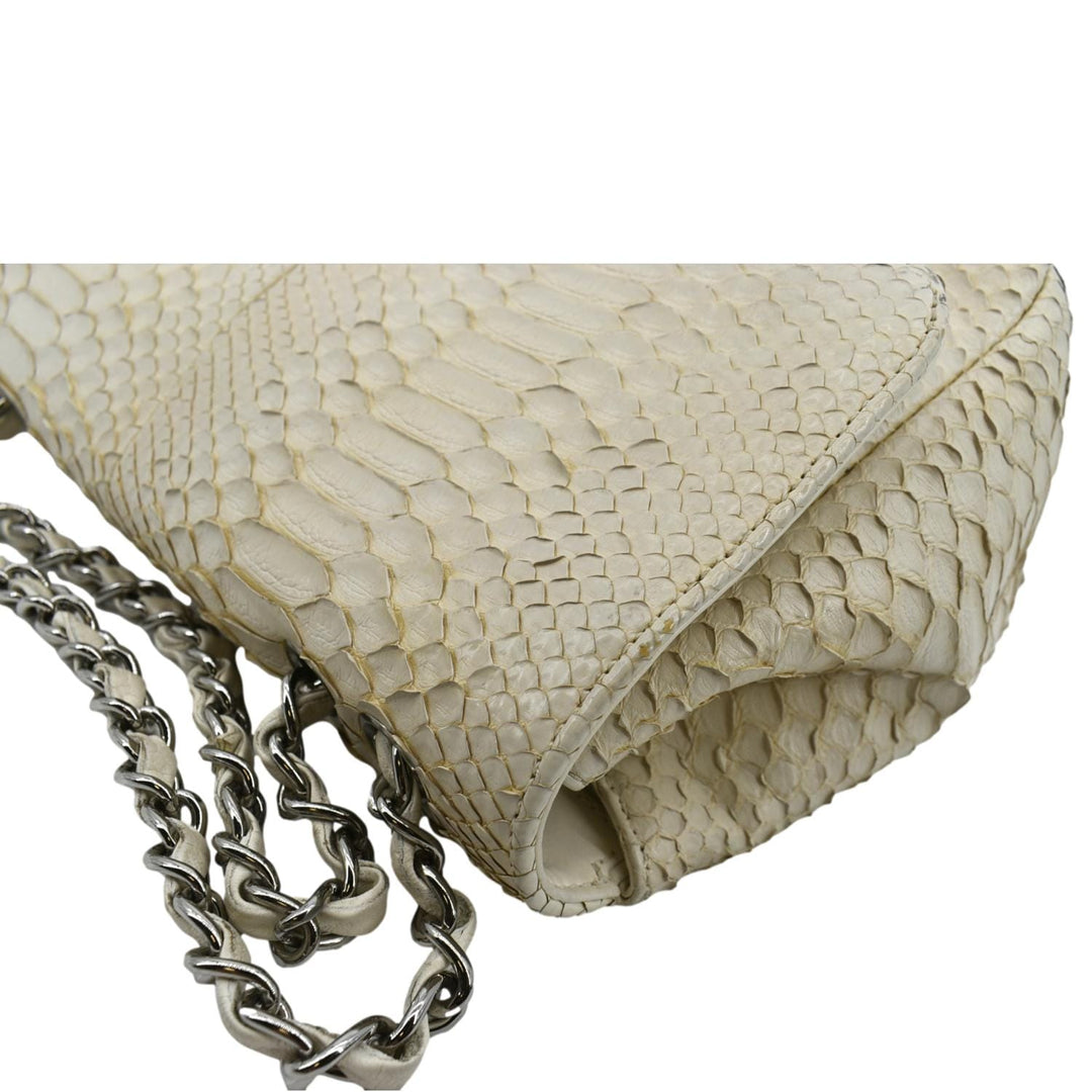 Top Quality Chanel Flap Python Leather Crossbody Bag Ivory