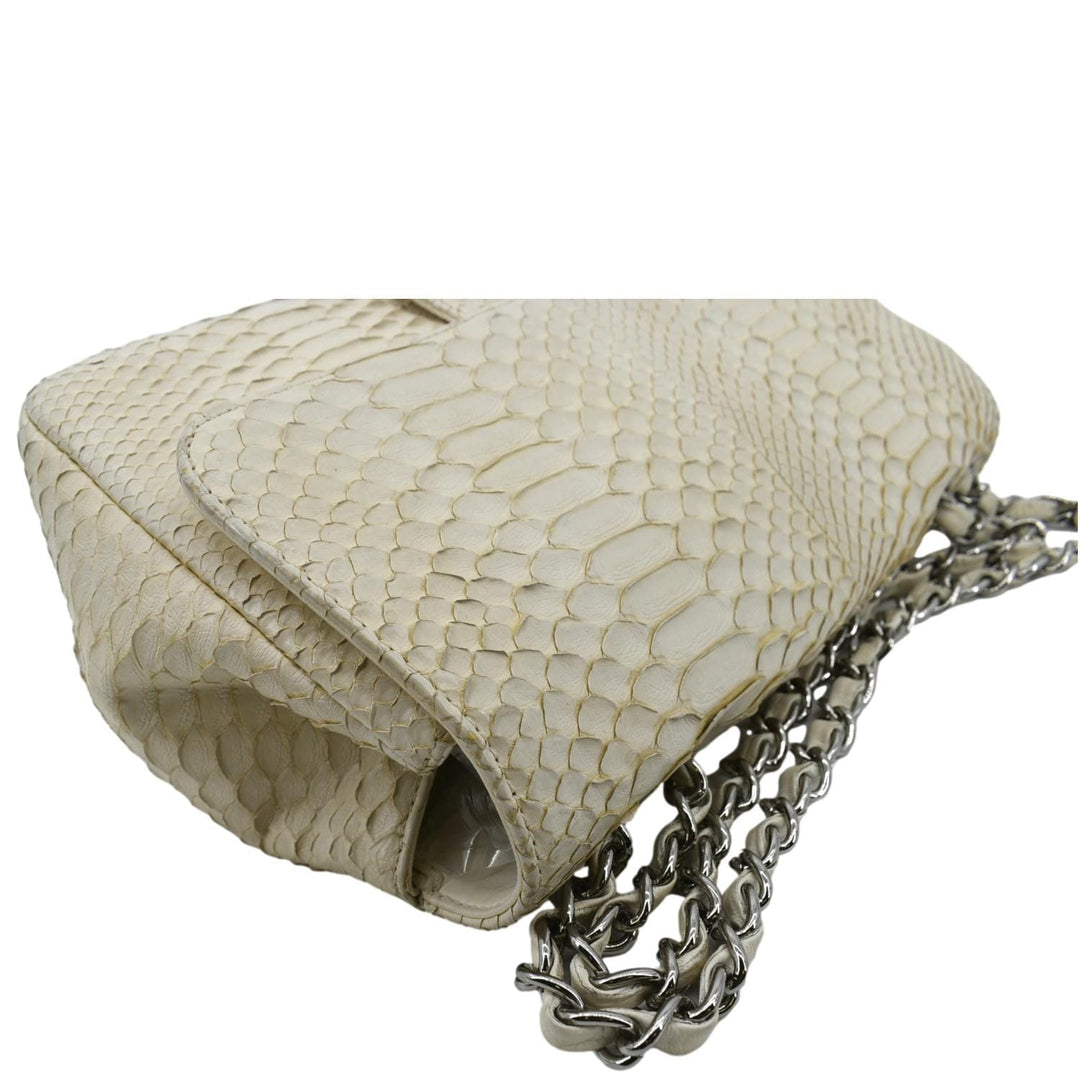 Top Quality Chanel Flap Python Leather Crossbody Bag Ivory