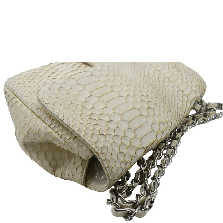 Top Quality Chanel Flap Python Leather Crossbody Bag Ivory