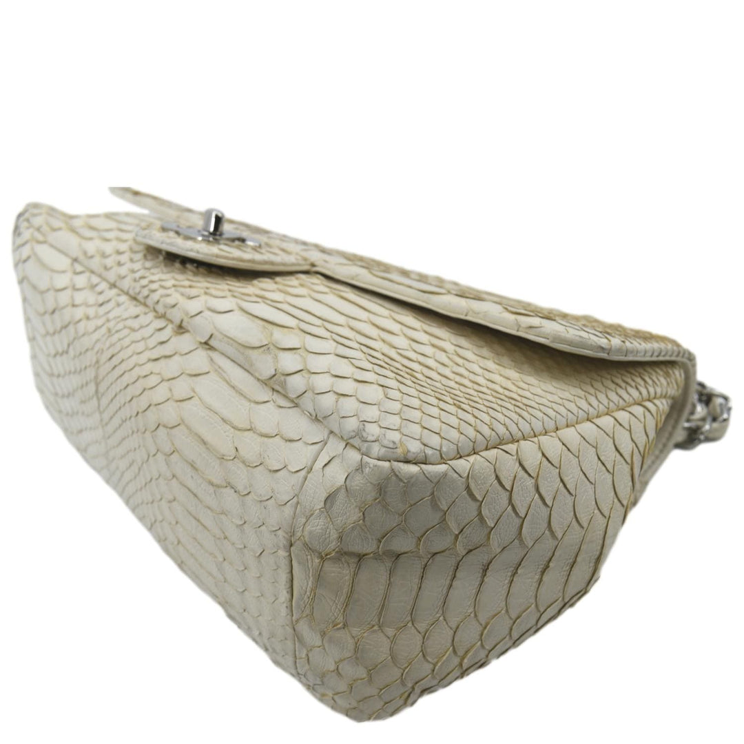 Top Quality Chanel Flap Python Leather Crossbody Bag Ivory