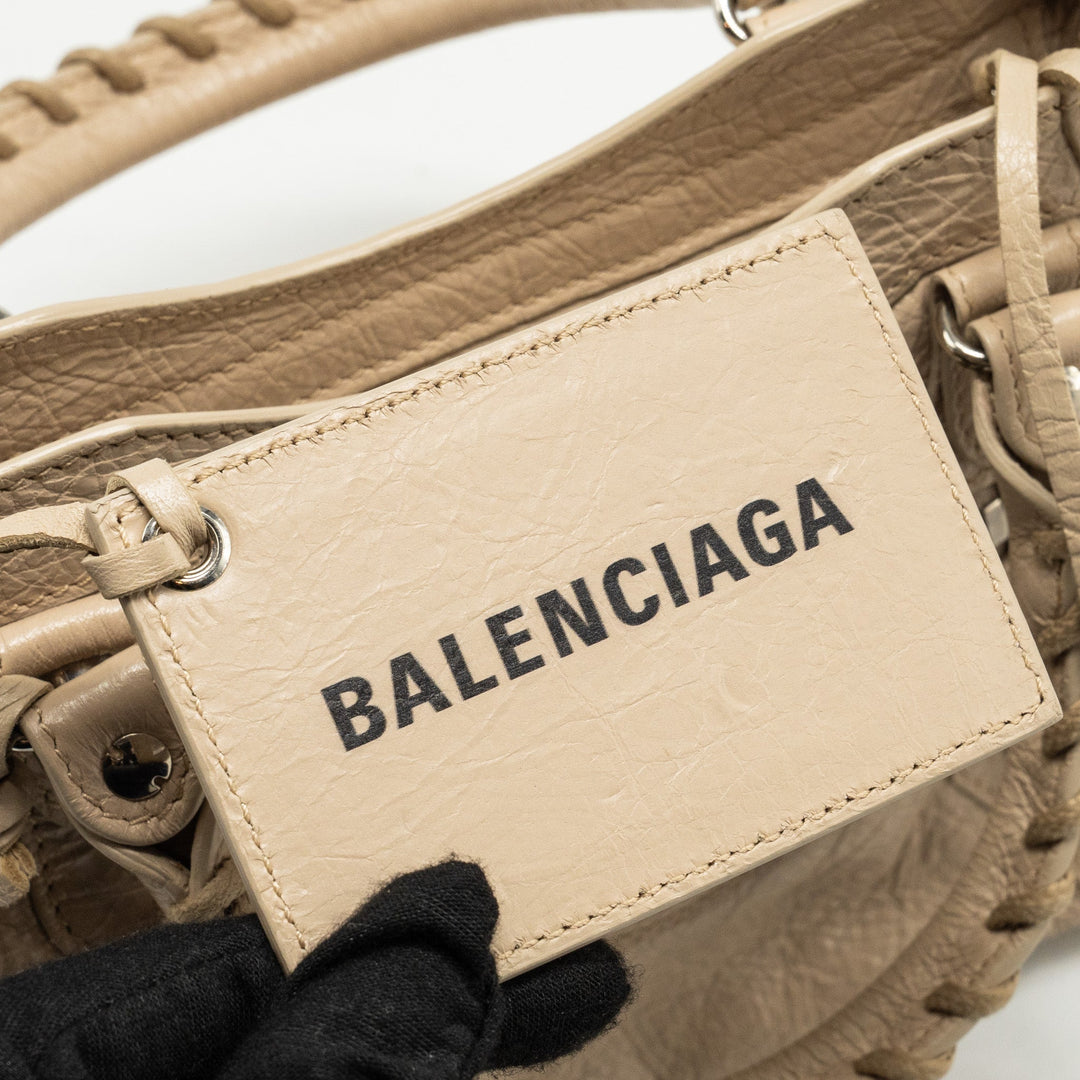 Top Quality Balenciaga Mini City Bag Calfskin Beige SHW