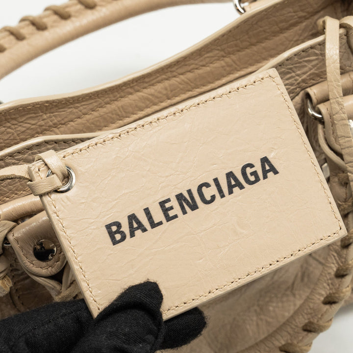 Top Quality Balenciaga Mini City Bag Calfskin Beige SHW