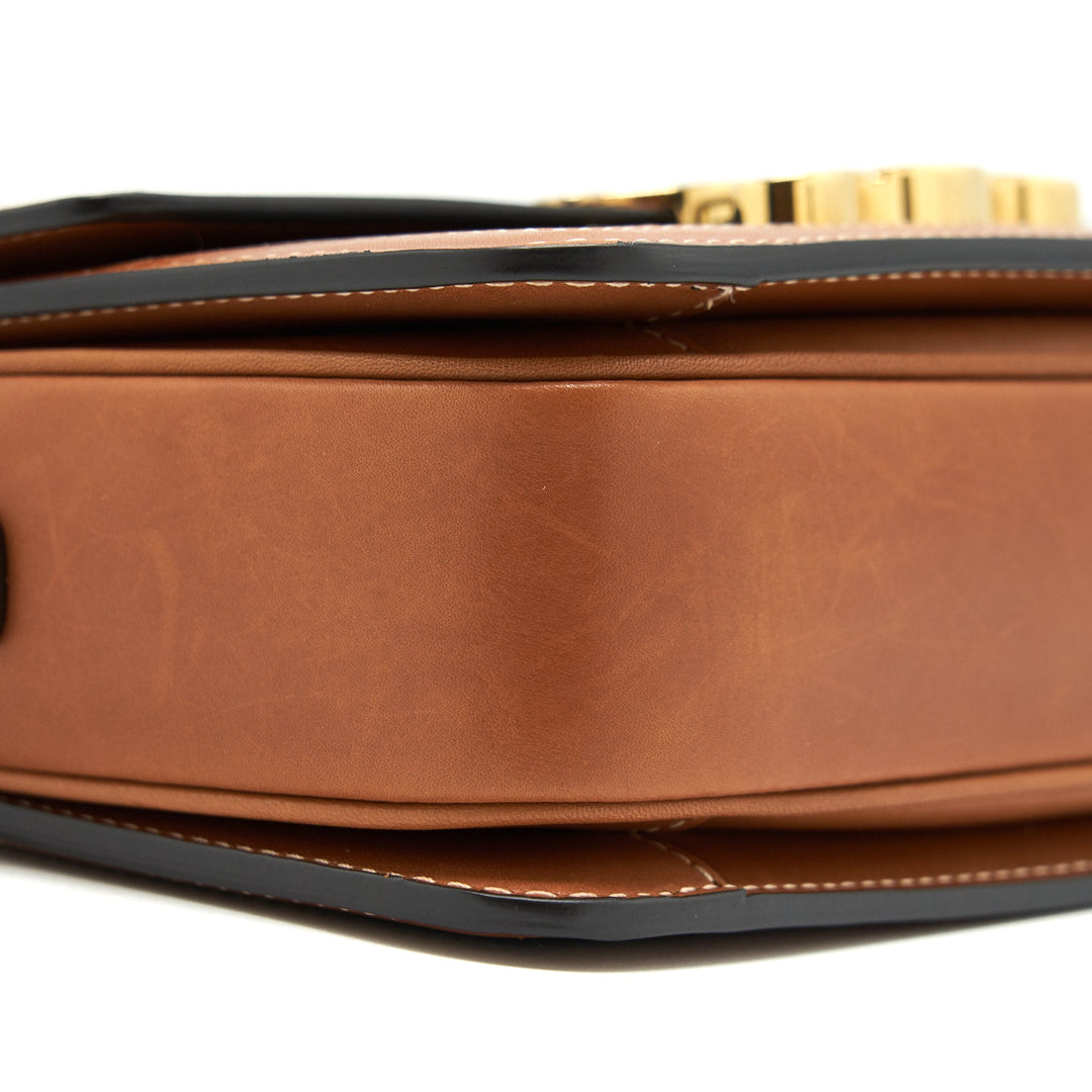 Top Quality Celine Teen Triomphe Bag In Triomphe Canvas And Calfskin Tan