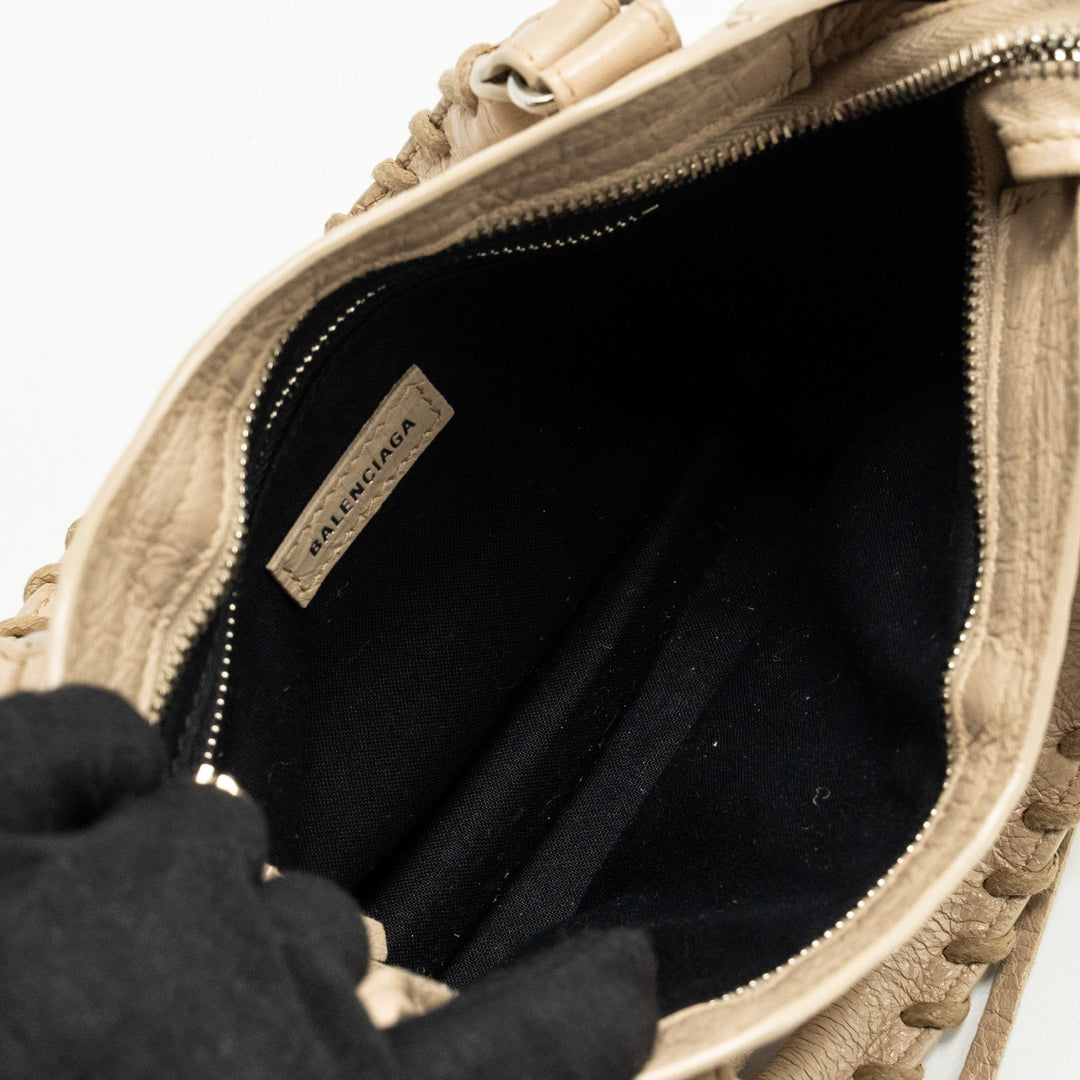 Top Quality Balenciaga Mini City Bag Calfskin Beige SHW