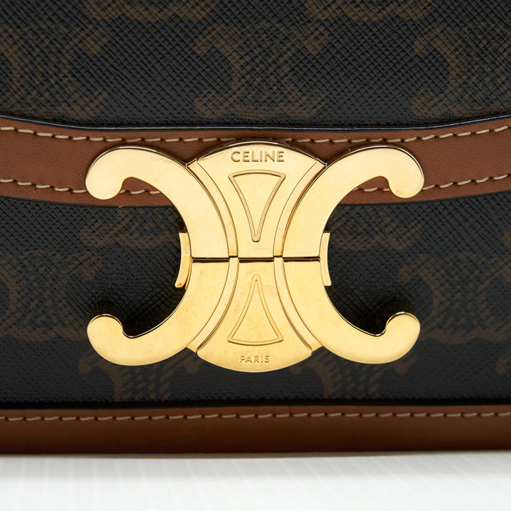 Top Quality Celine Teen Triomphe Bag In Triomphe Canvas And Calfskin Tan
