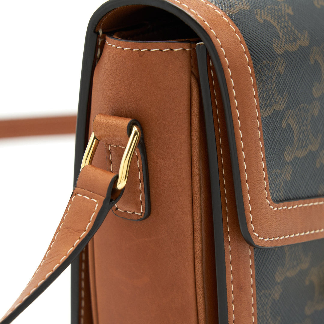 Top Quality Celine Teen Triomphe Bag In Triomphe Canvas And Calfskin Tan