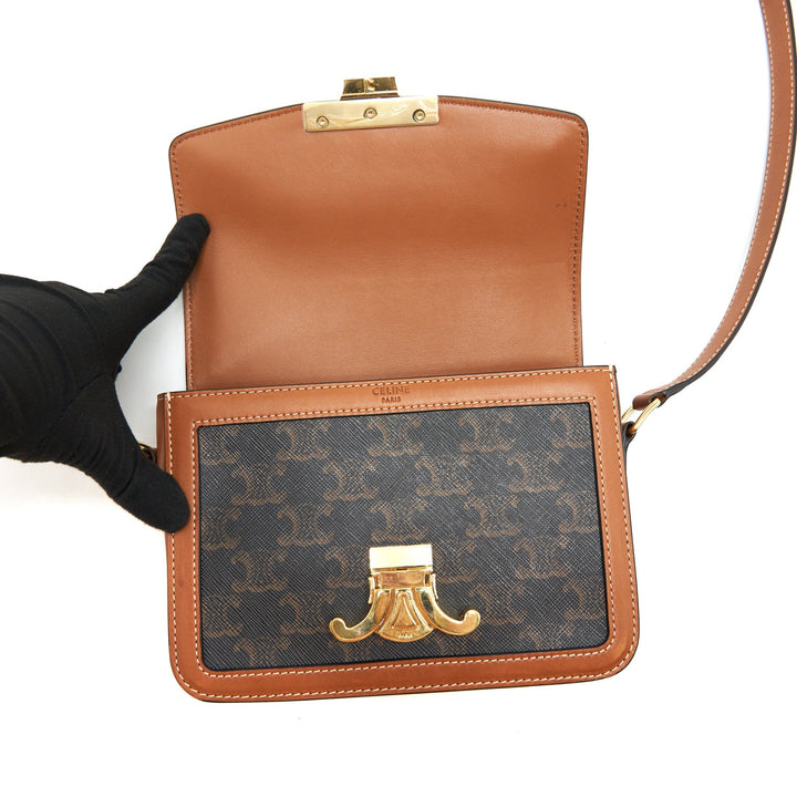 Top Quality Celine Teen Triomphe Bag In Triomphe Canvas And Calfskin Tan