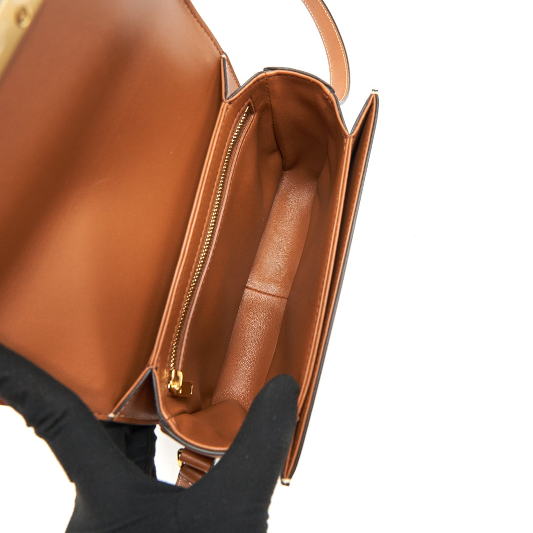 Top Quality Celine Teen Triomphe Bag In Triomphe Canvas And Calfskin Tan