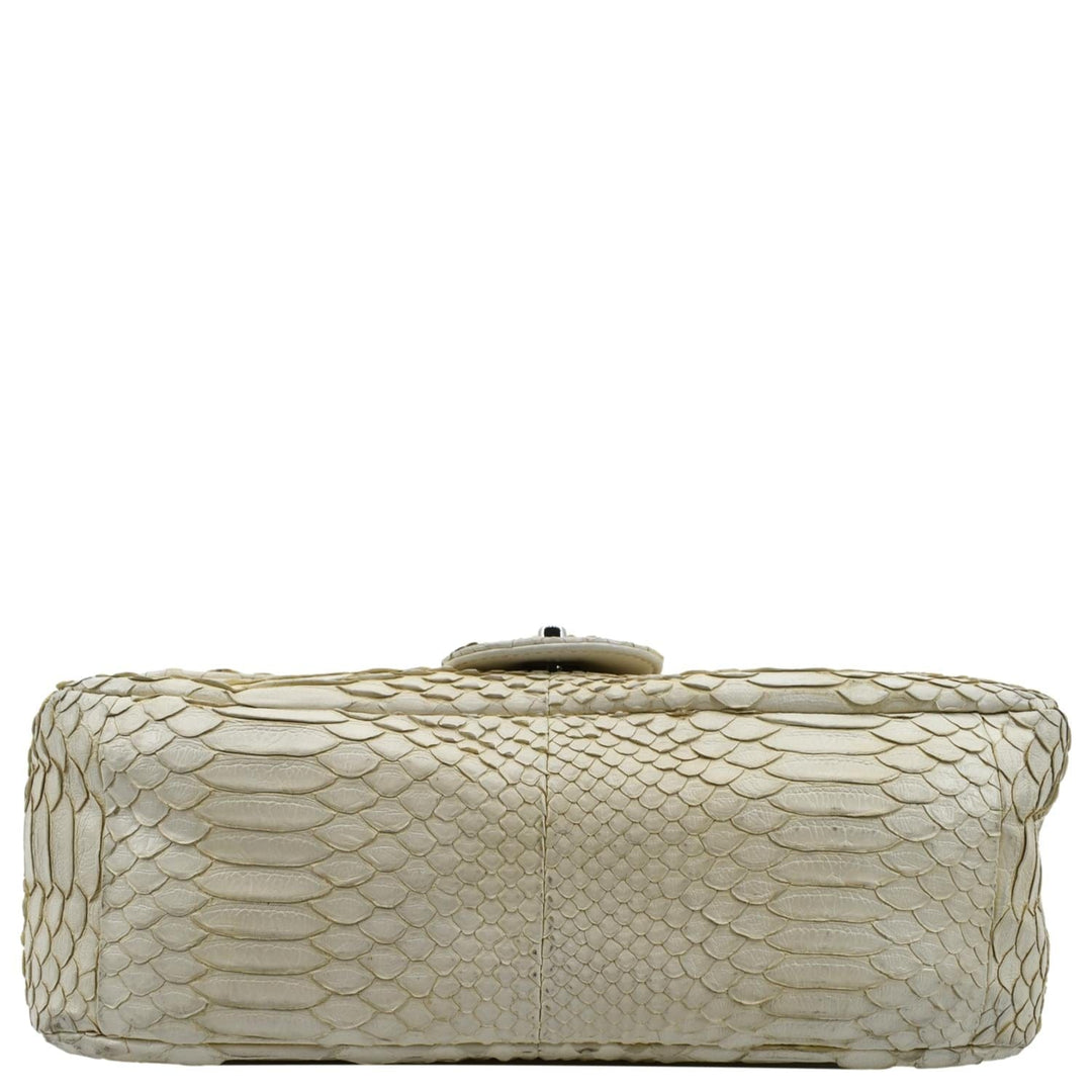 Top Quality Chanel Flap Python Leather Crossbody Bag Ivory