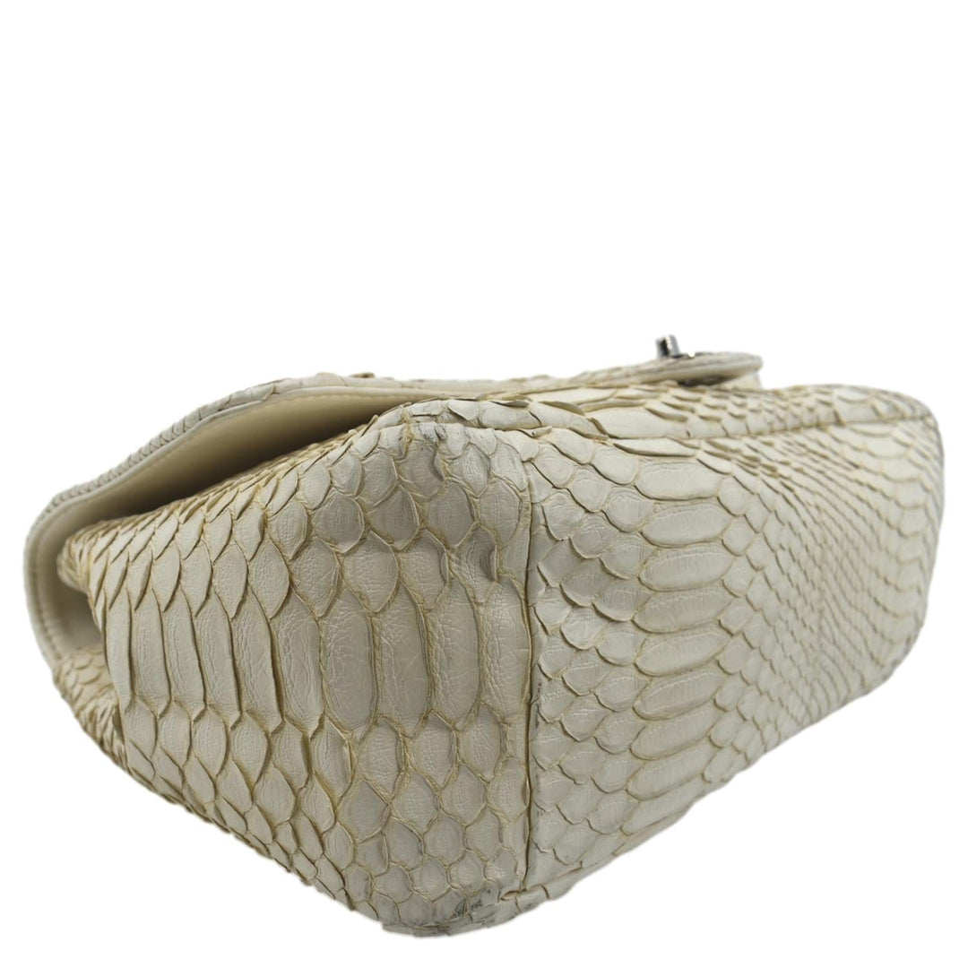 Top Quality Chanel Flap Python Leather Crossbody Bag Ivory