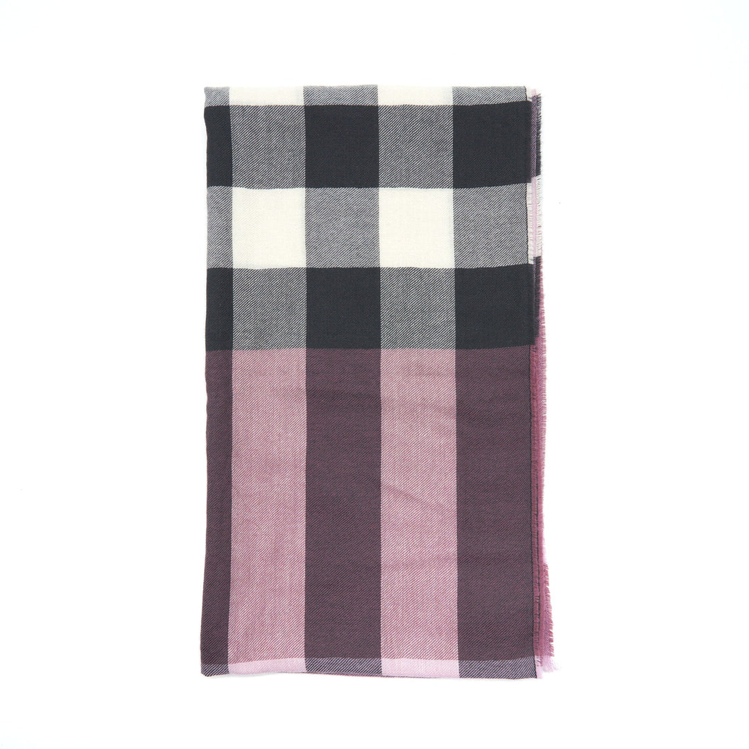 Burberry Luxury Fine Check Cashmere Scarf 50 x 180cm
