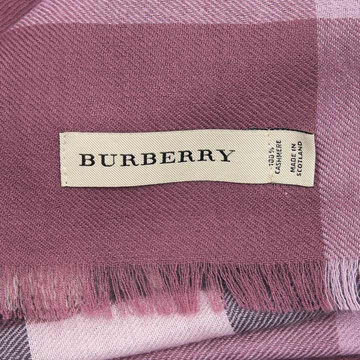 Burberry Luxury Fine Check Cashmere Scarf 50 x 180cm