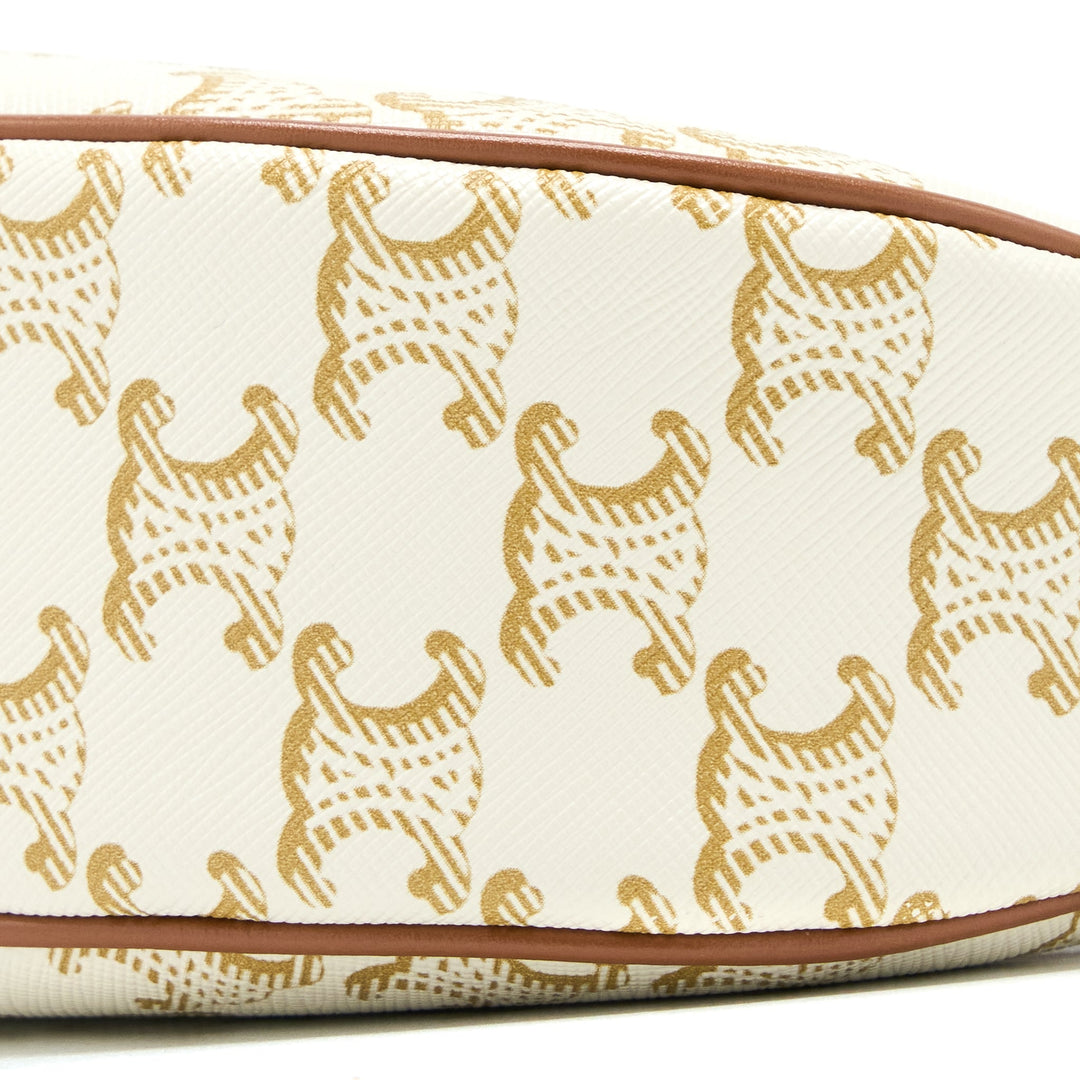 Celine Ava Bag In Triomphe Canvas And Calfskin White