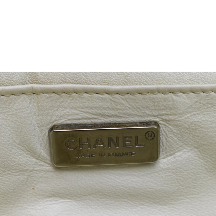 Top Quality Chanel Flap Python Leather Crossbody Bag Ivory