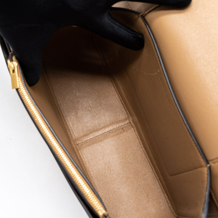 Celine Frame Bag Calfskin Cream/Brown Brushed