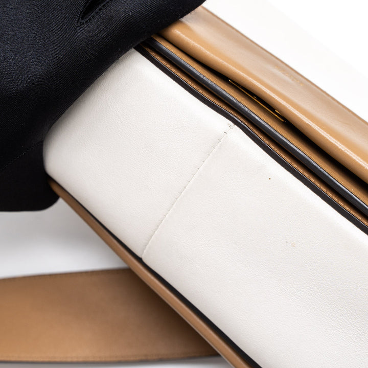 Celine Frame Bag Calfskin Cream/Brown Brushed